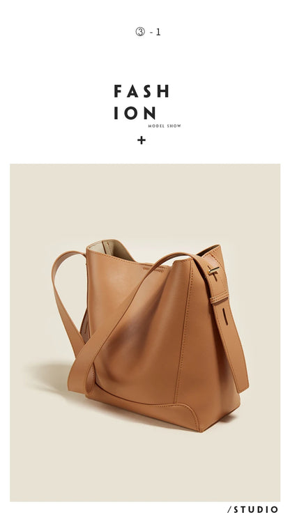 Damen Schultertasche aus Leder im klassischen Stil Große Tote für Büro