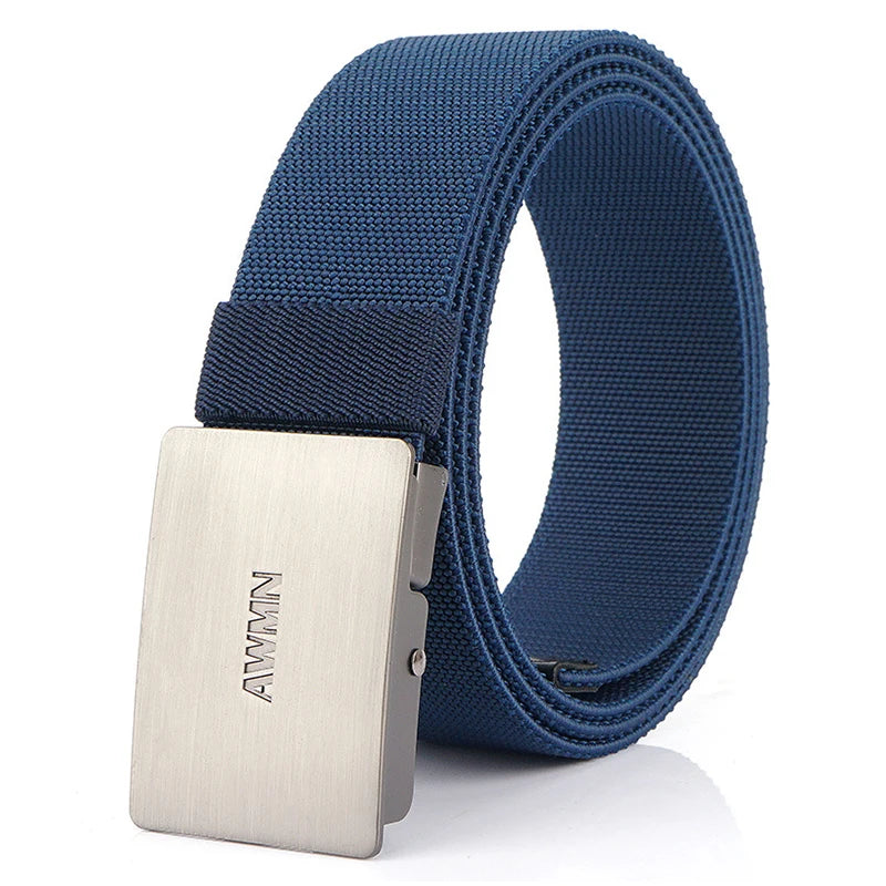 VATLY Silber Stretch-Gürtel Herren 3,8 cm mit Schnellverschluss 105–125 cm