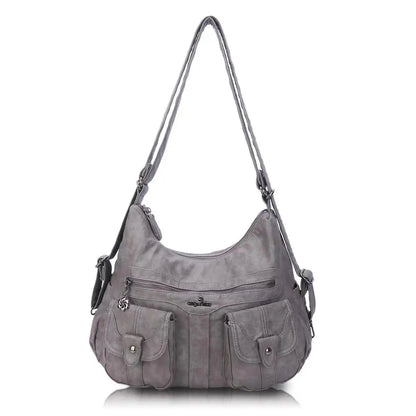 Damen-Schultertasche Aus Weichem PU-Lederimitat Mit Innenfach Und Reißverschluss Alltag Und Shopping