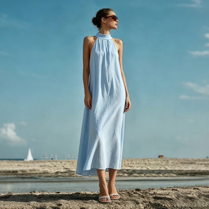 Elegantes Lüftiges Damenkleid Mit Reverskragen Für Damen