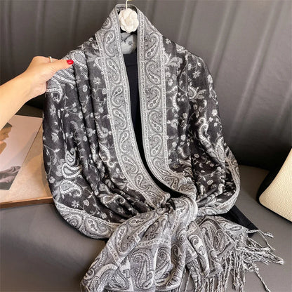 Damen Winterschal Kaschmir Pashmina Luxus Druck warm Stolen Foulard B