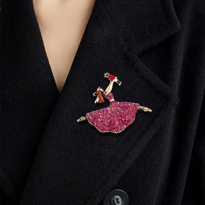 Brosche Ballett Tänzerin Kristall Vintage Klassisch Accessoire Schmuck Damen