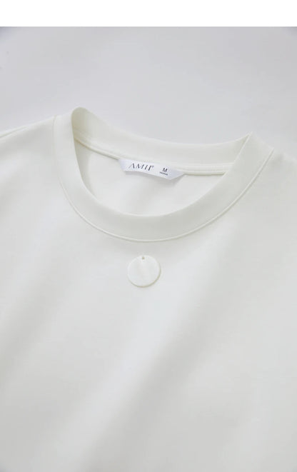 Damen T-Shirts im Minimalismus-Stil mit losem Patchwork und Dekoration