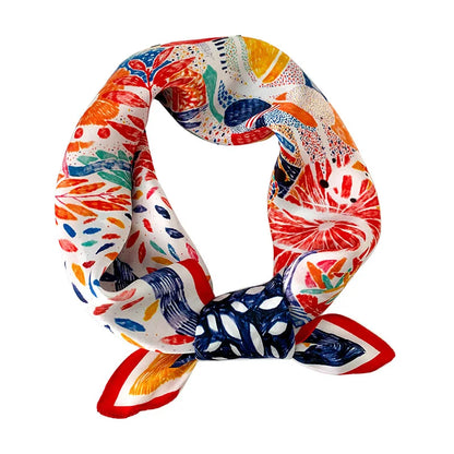 Damen Seidenschal 53cm quadratisch Halstuch Haarband Büro Bandana Foulard
