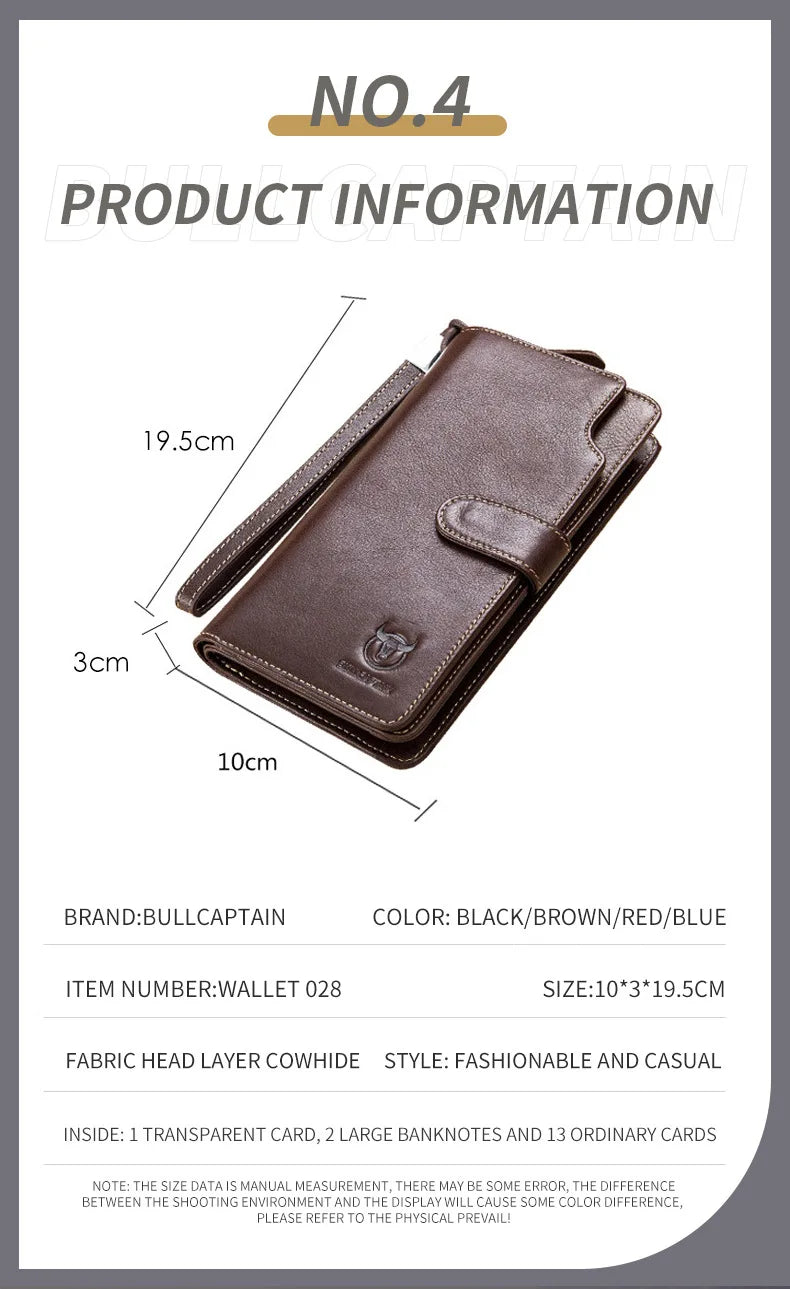 Unisex Geldbörse Langformat Bifold Mit RFID-Schutz Und Handgelenkband Für Mehrere Karten