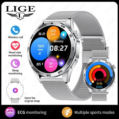 LIGE EKG AI Gesunde Diagnose Smart Uhr Männer Blut Sauerstoff Blutdruck Schlaf Überwachung Bluetooth Anruf Gesundheit Smartwatch Frauen