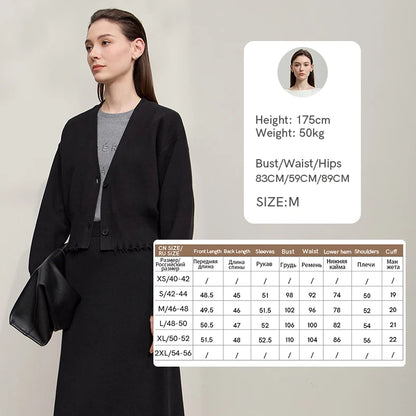 Damen-Strickjacke V-Ausschnitt kurz Quaste locker Langarm Herbst