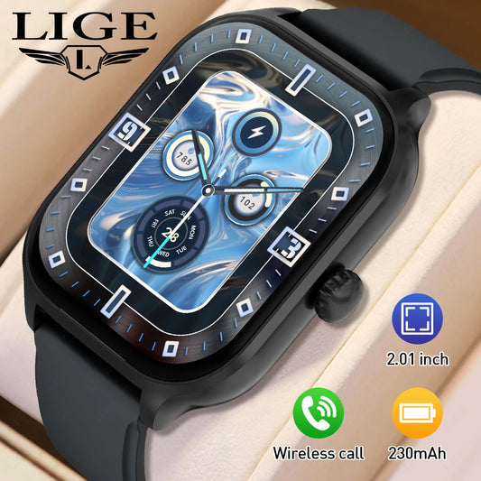LIGE 2025, neue Smartwatch für Männer und Frauen, 2,01 Zoll HD-Bildschirm, Bluetooth-Anruf, Herzfrequenz, Blutsauerstoffüberwachung, Mann, Sport-Smartwatch