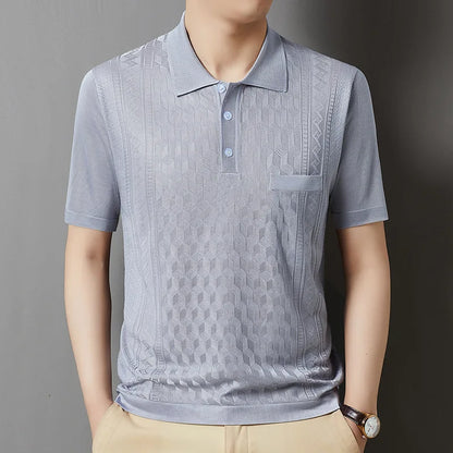 Kurzes Herren-Poloshirt mit Perlenkragen – ideal für Sport und Freizeit im Sommer