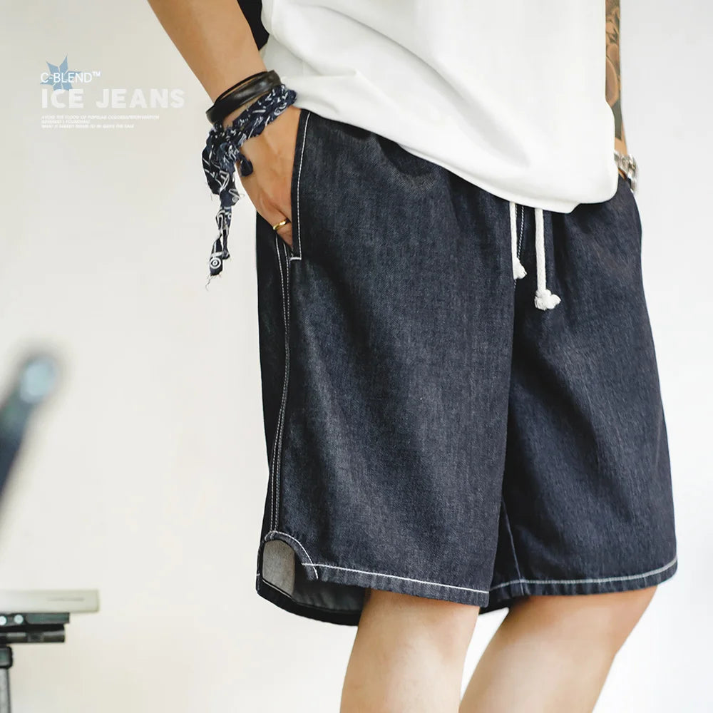 Herren Denim-Shorts im Vintage-Stil mit elastischer Taille für den Sommer