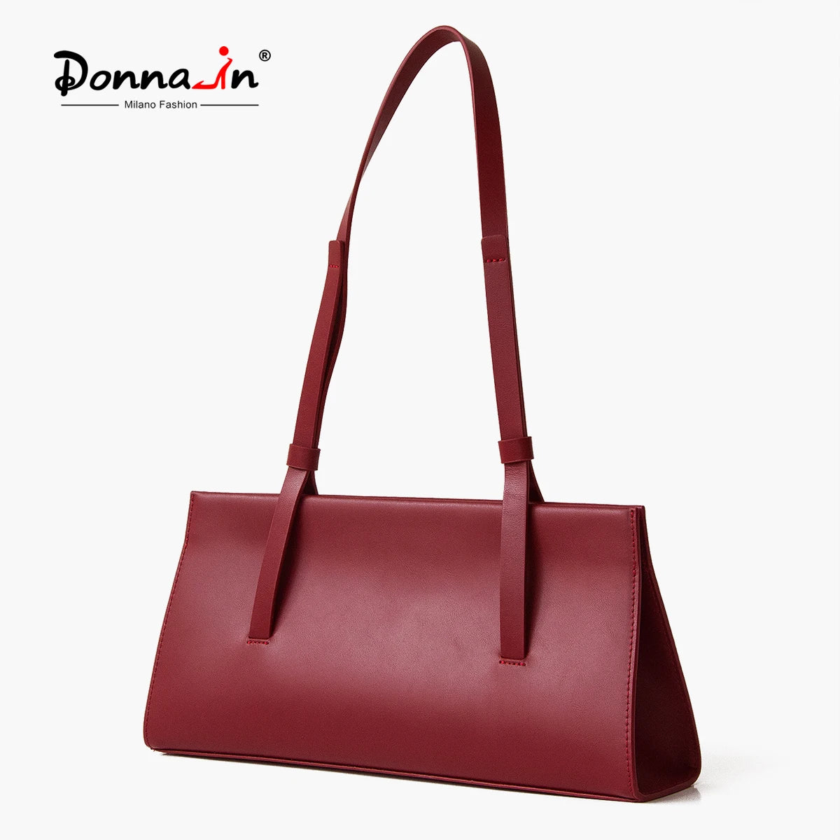 Rote Schultertasche Spaltleder In Baguette-Form | Donna-In