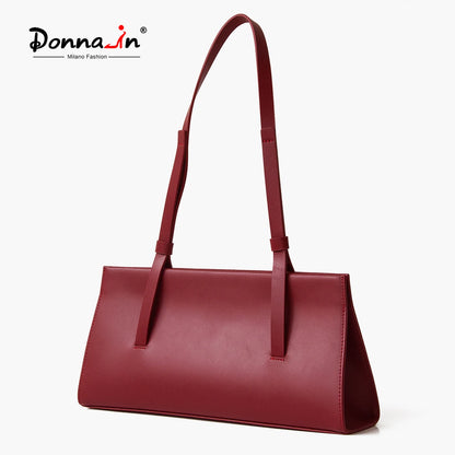 Rote Schultertasche Spaltleder In Baguette-Form | Donna-In