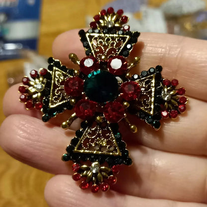 Brosche Kreuz Kristall Strass Vintage Exquisit Unisex Mantel Kleidung