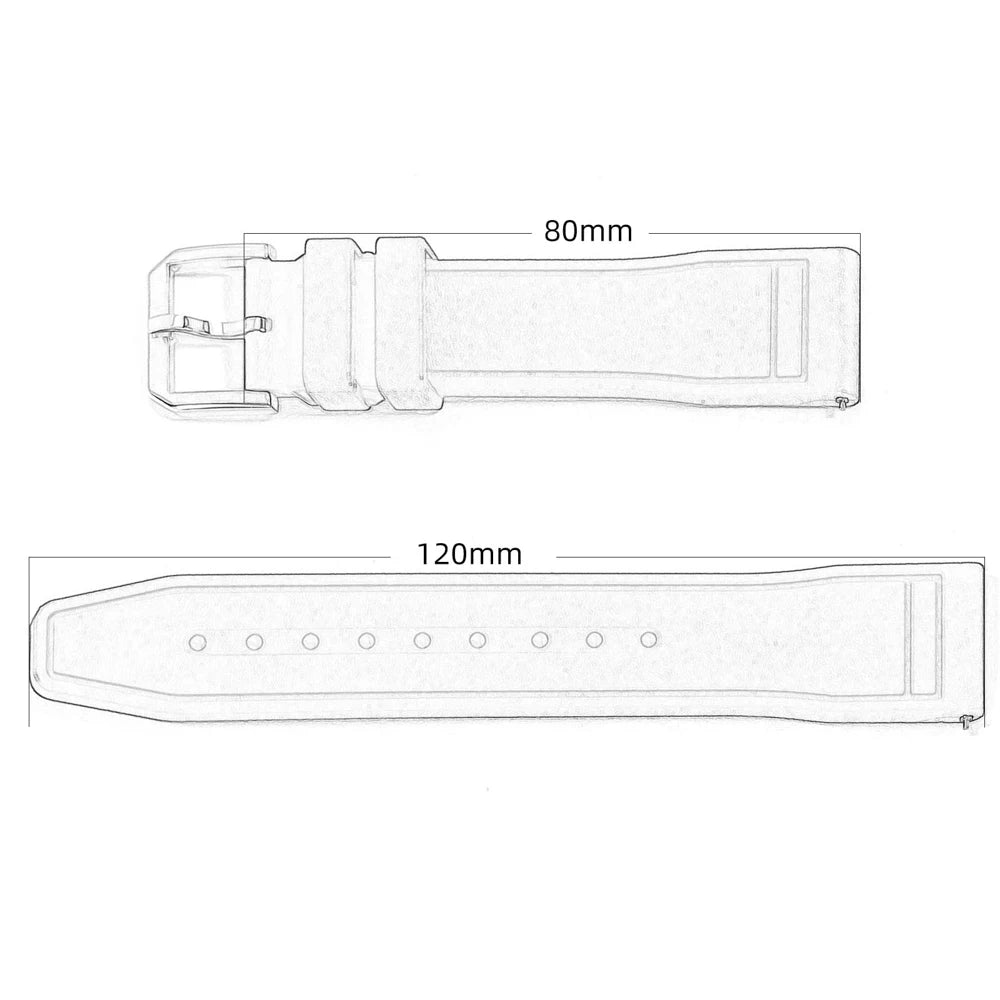 Uhrenarmband aus Fluorkautschuk 20 mm - Universal-Ersatzband