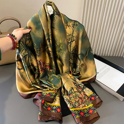 Damen Satin Seidenschal Hijab Sommer Sonnenschutz Strand Kopftuch Foulard