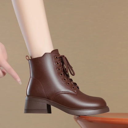 AIYUQI Women Marton Boots Winter 2025 New Genuine Leather Large Size Women Snow Boots Anti-Slip Women Motorcycle Boots