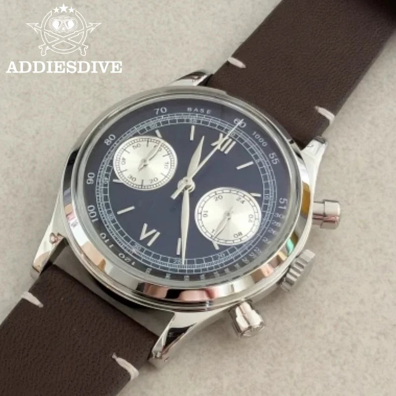 Herren-Chronograph mit Lederarmband und VK64-Werk