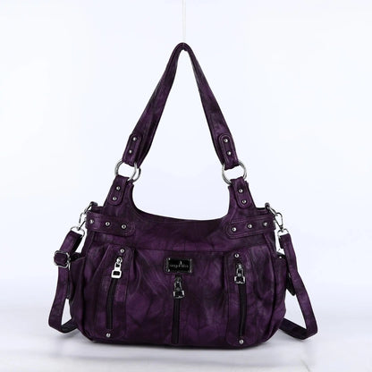 Damen-Schultertasche aus PU-Material Mit Großem Fassungsvermögen und Reißverschluss für Alltag und Freizeit