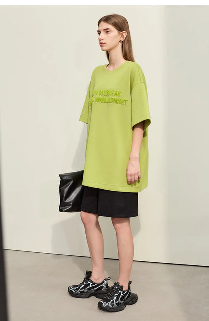 Damen T-Shirts mit Rundhalsausschnitt und losem, lässigem Schnitt mit Stickerei