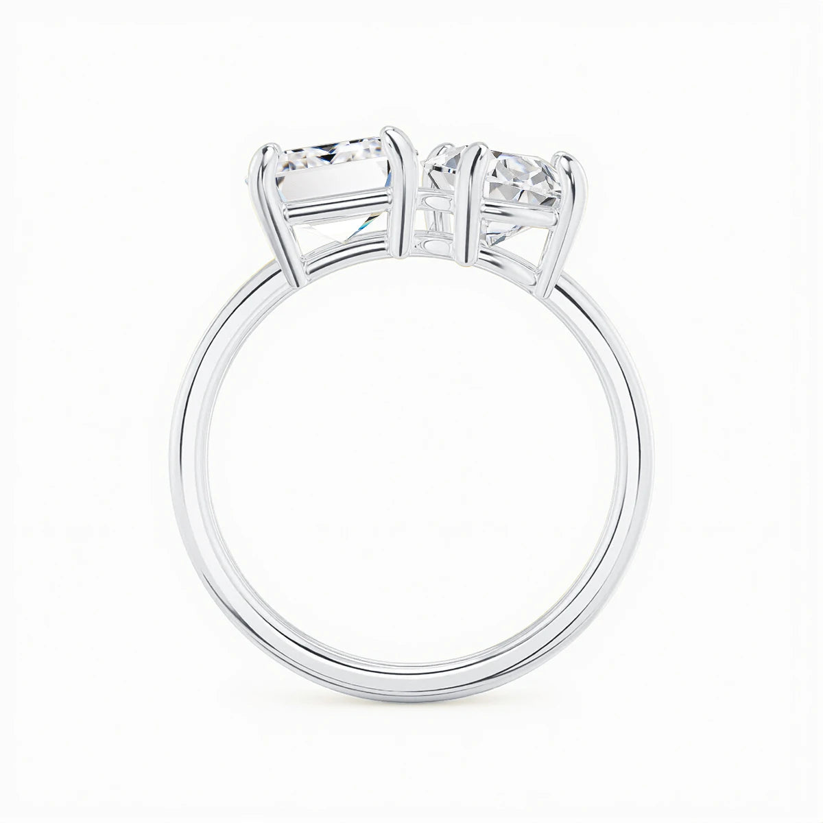 Damen-Ring aus 925er Silber mit Moissanit-Doppelstein, 3,5 Karat Gesamtgewicht, Luxuriöses Schmuckstück