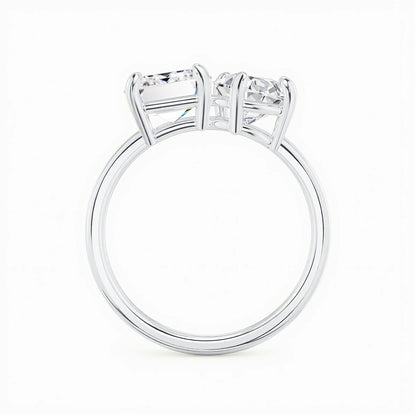 Damen-Ring aus 925er Silber mit Moissanit-Doppelstein, 3,5 Karat Gesamtgewicht, Luxuriöses Schmuckstück