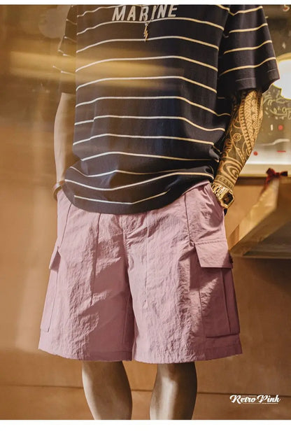 Herren Cargo-Shorts aus schnelltrocknendem Material mit elastischer Taille für den Sommer