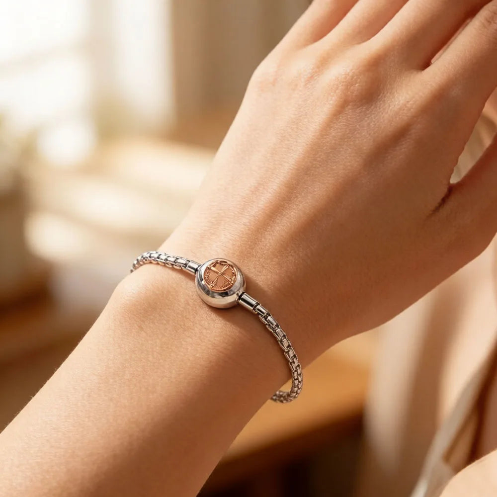Damen-Armband Roségold Gliederkette Karma DIY trendig aus Sterlingsilber