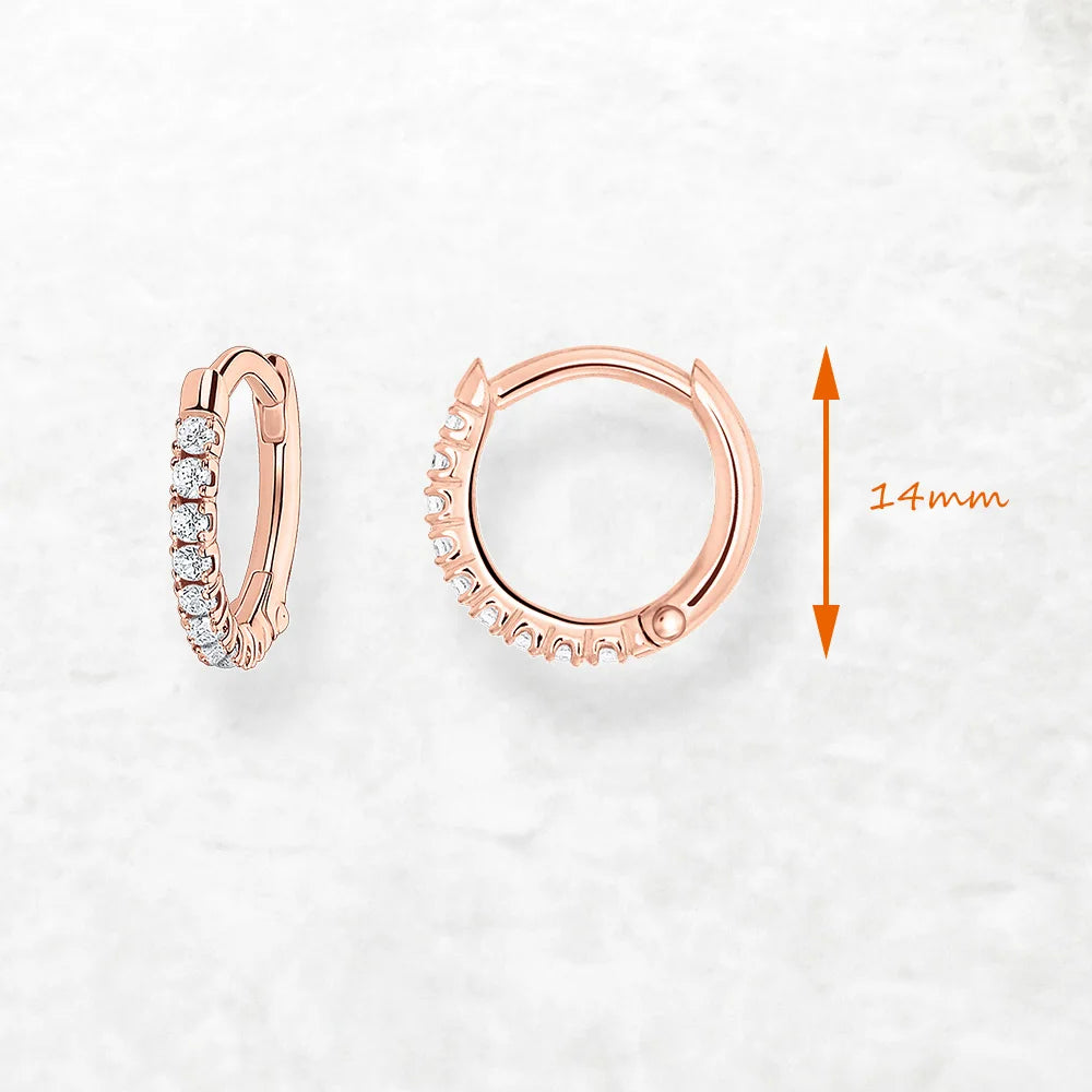 Damen-Creolen Roségold Stein französisch aufklappbar massiv aus Sterlingsilber