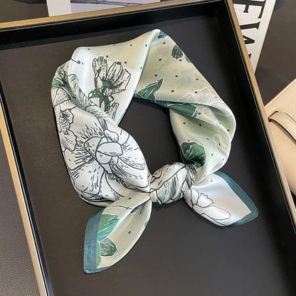 Damen Seidenschal quadratisch Halstuch Bandana Haarband Krawatte bedruckt Mode