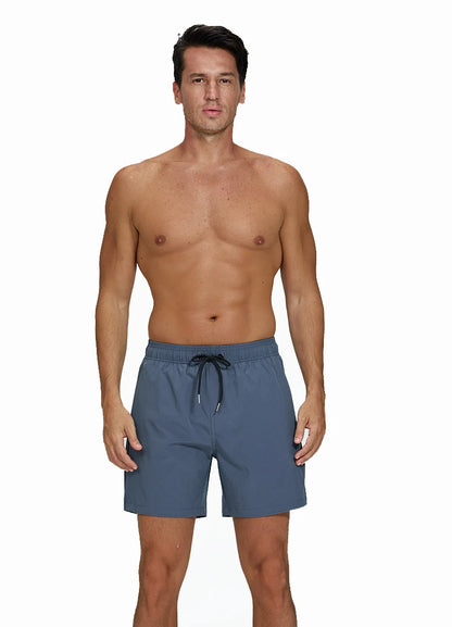 Lange Herren-Shorts aus Polyester mit Innenfutter und seitlicher Reißverschlusstasche – ideal für Strand und Fitnessstudio
