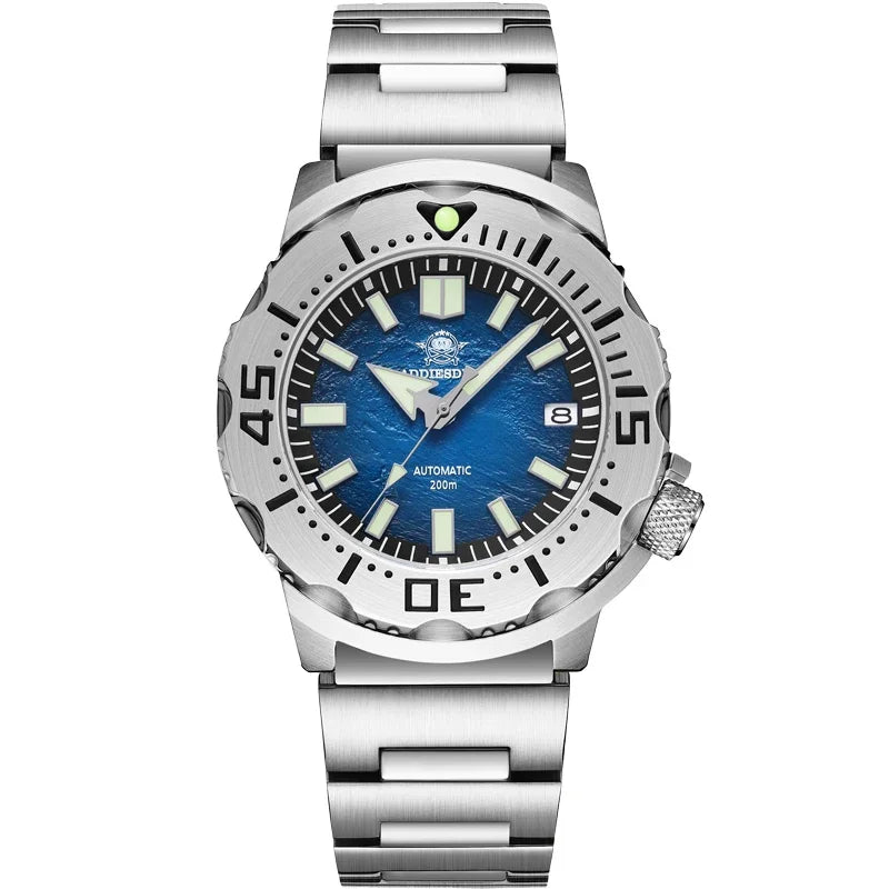 Herren-Taucheruhr mit Surf-Blue-Zifferblatt und NH35-Automatikwerk