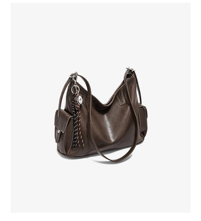 Damen Schultertasche aus weichem PU-Leder im Retro-Stil mit großer Kapazität