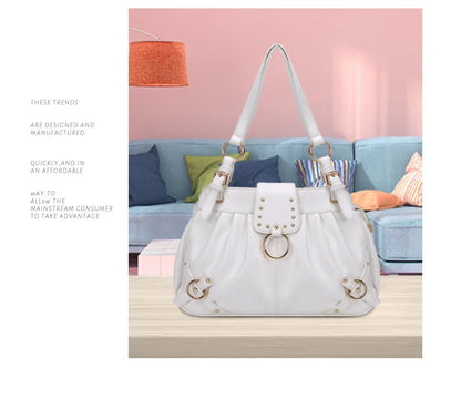 Damen-Schultertasche aus PU mit Reißverschluss Großes Fassungsvermögen und Innenfächern für Alltag