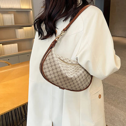 Damen Schultertasche aus PVC-Leder im Retro-Hobo-Stil mit großem Fassungsvermögen