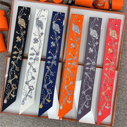 Damen Seidenschal klein quadratisch Haarband Halstuch Kopftuch Bandana E