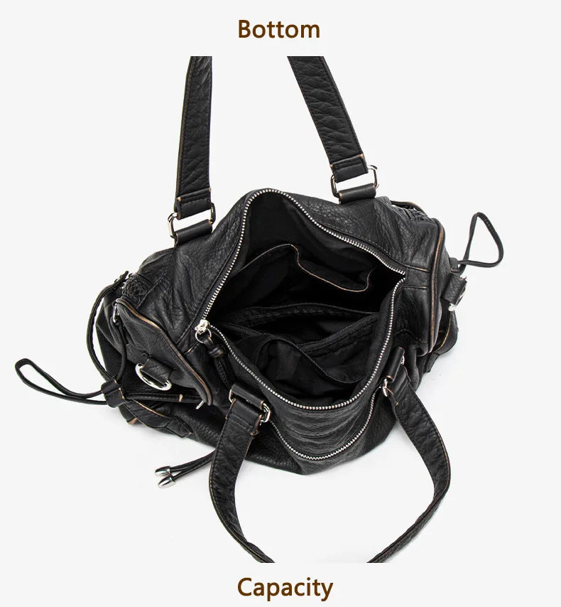 Damen-Handtasche aus weichem Bronzeleder Großes Fassungsvermögen mit Innenfächern Alltagstauglichkeit