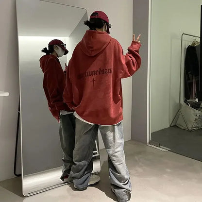 Lässiger Herren-Hoodie mit Rundhalsausschnitt und Vintage-Cartoon-Print – ideal für Herbst und Winter