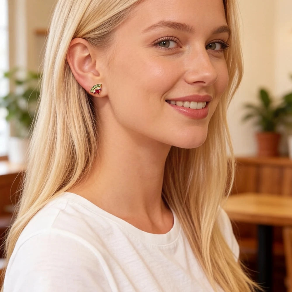 Damen-Ohrstecker Wassermelone Gold Bohemia aus Sterlingsilber