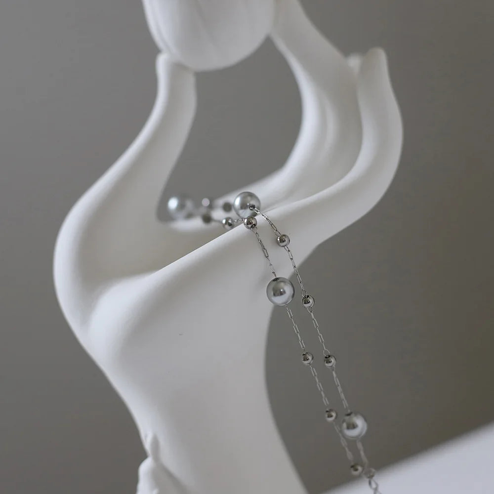 Damen-Armband mit Glasperle aus Titanstahl