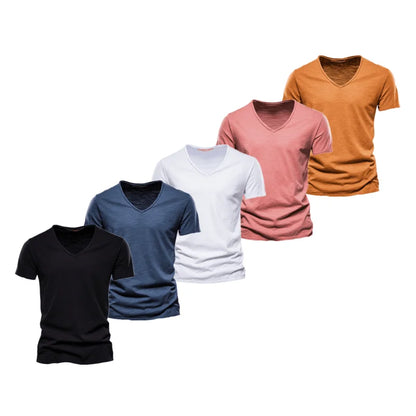 Herren T-Shirt im Casual-Stil mit V-Ausschnitt in einfarbigem Design