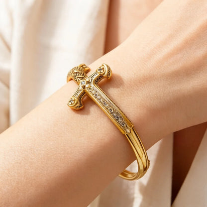 Damen-Armreif Schwert golden Warrior