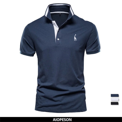 Premium Herren Polo Shirt Feuchteregulierend Mit Giraffenstickerei