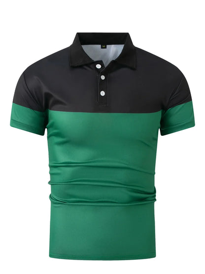 Lässiges Herren-Poloshirt mit digitalem Farbpatch-Druck und Reißverschluss am Kragen – ideal für den Sommer.