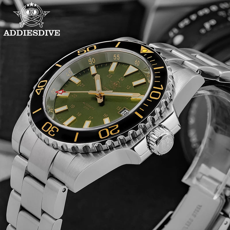 Herren Business-Automatikuhr 8215 Saphirglas 200m Tauchen C3 Nachtleuchtzeiger Retro