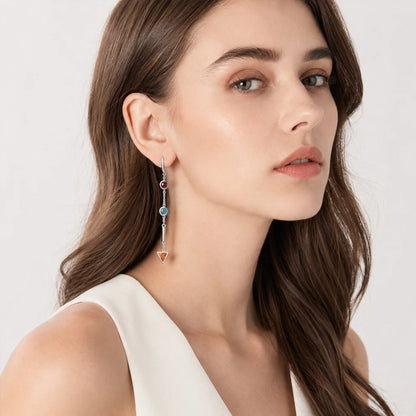 Damen-Ohrtropfen bunt geometrisch Sommer aus Sterlingsilber