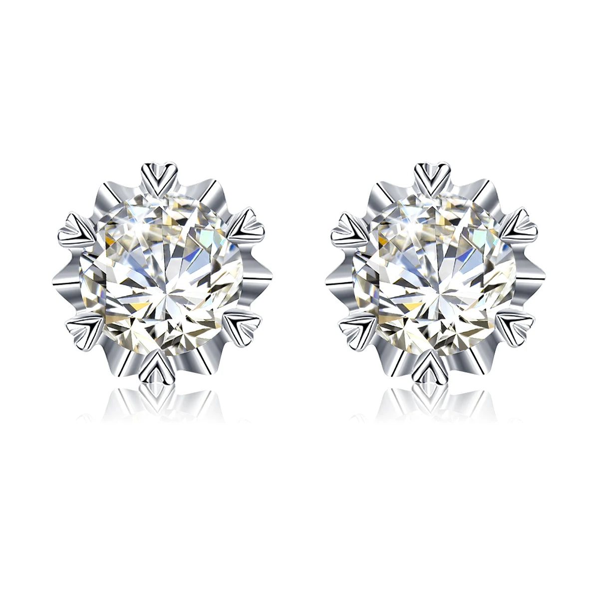 Damen-Moissanit-Ohrstecker mit Zertifikat 1 Ct 6,5 mm Gelbgold-Plattierung Silber 925
