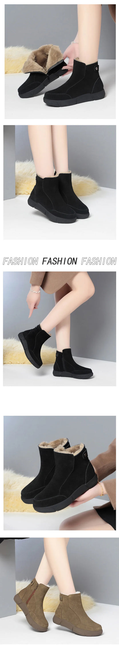 AIYUQI Snow Boot Women 2025 Winter New Suede Genuine Leather Women Short Boots Natural Wool Warm Non-slip Women's Ankle Boots