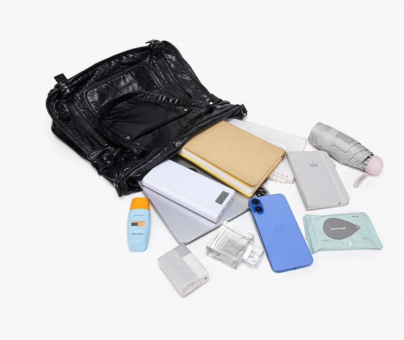 Damen-Handtasche aus weichem Leder mit Mehrfachfächern Große Umhängetasche mit Top-Griff