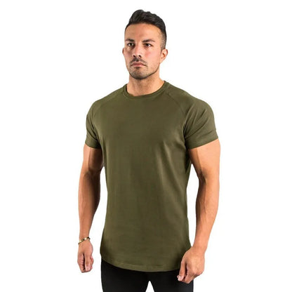 Herren T-Shirt aus Baumwolle mit elastischer Passform für Fitness und Sport
