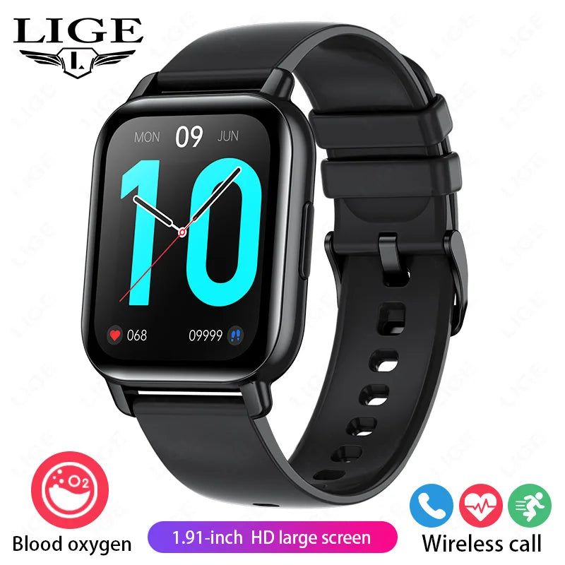 LIGE 2024 Neue Mode Smartwatch Männer 1,91 "HD Bildschirm Bluetooth Anruf Herzfrequenz Blutdruck Schlaf Überwachung Smart Uhr frauen